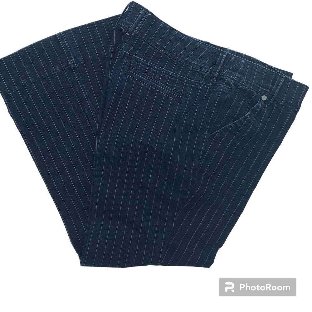 NEW YORK AND COMPANY Pinstriped Wide Legged  Denim Trouser Pants | Size 18
